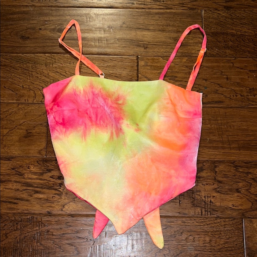 Tie-Dye Crop Top - Pink, Yellow, Orange